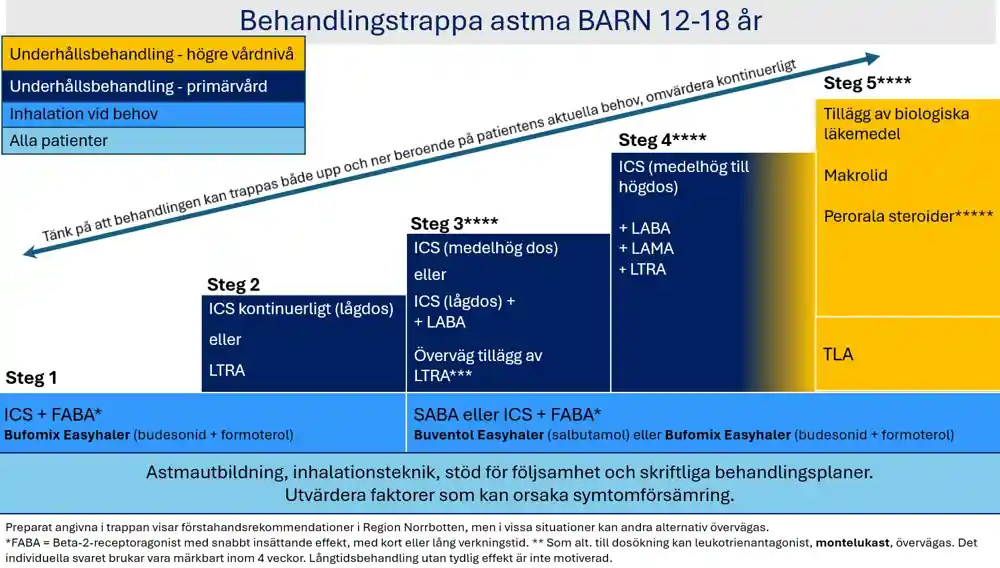 Behandlingstrappa astma barn 12-18 år