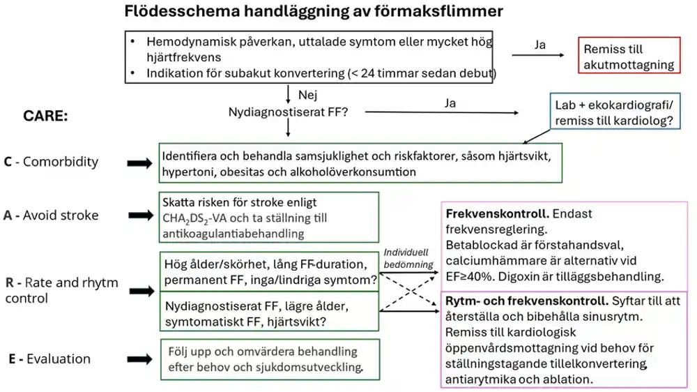 Flödesschema för handläggning av förmaksflimmer (FF).