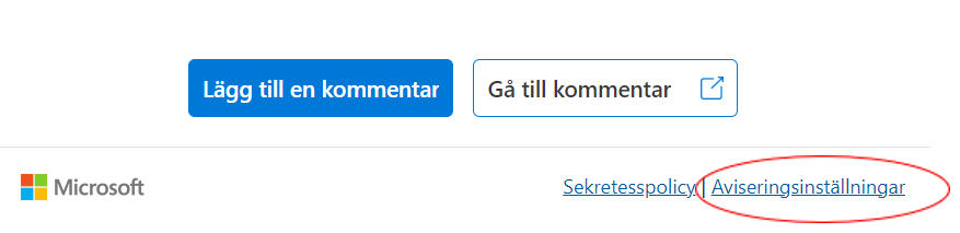 En bild som visar automatisk avisering (utseendet kan variera, men det står alltid ”Aviseringsinställningar”)